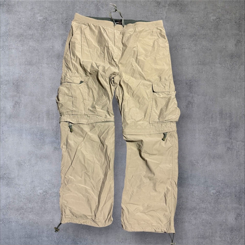 Wear First Convertible Cargo Pants‎ Men's Large Beige Tan Hiking Outdoors Baggy